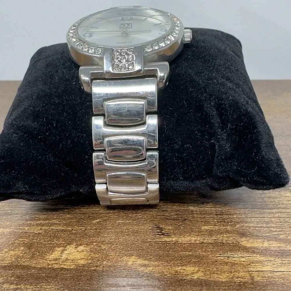 NY&C Women's Silver Tone Crystal Accent Classic‎ Watch New Battery !!